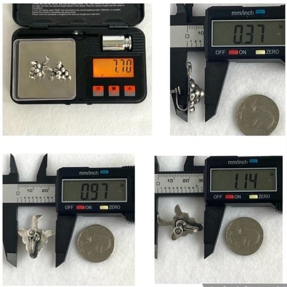 VTG Sterling Silver 925 Mexico Grapes Bunch Fruit Figural Screw Back Earrings - Picture 4 of 15